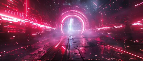 abstract backgound video game of esports scifi gaming cyberpunk, vr virtual reality simulation and metaverse