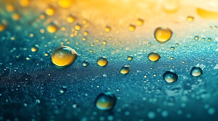 Poster - Abstract blue and green colorful background with oil on water surface Oil drops in water abstract psychedelic abstract image : Generative AI
