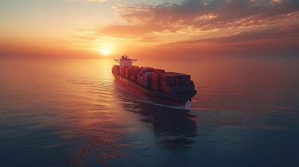 Poster - Large ships transport cargo and carry large amounts of containers Sea shipping by cargo ship Concept International Exportimport business logistics transportation industry : Generative AI