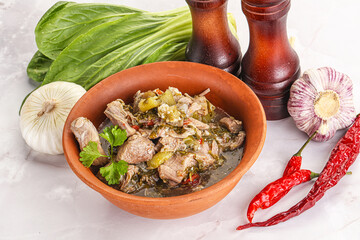 Wall Mural - Steamed lamb meat with vegetables