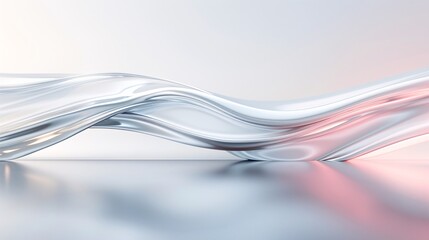 Poster - A stylish 3D background features smooth curves and reflective surfaces, offering a sophisticated setting for presenting a product with ample copy space for creative use.