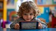 © The Little Hut - Educational Exploration Smart Child Immersed in an Educational Application on His Digital Tablet Technology in Preschool Education : Generative AI