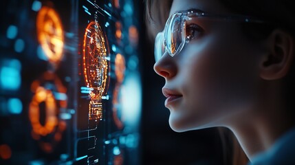 Poster - Human with technology internet learning and study online class webinar technology elearning online education education training tutor video lesson course knowledge in homeschool : Generative AI