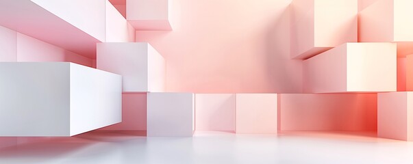 Poster - A dynamic 3D backdrop with angular shapes and gradients provides a visually engaging environment for product displays, with plenty of copy space for text and additional elements.