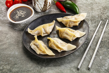 Sticker - Japanese cuisine - dumplings gyoza with sauce