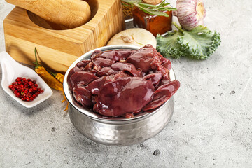 Wall Mural - Raw uncooked chicken liver in the bowl