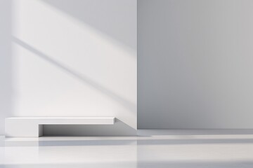 Poster - A sleek 3D environment with minimalistic design elements and a smooth finish offers a versatile backdrop for product presentations, with ample copy space for creative use.