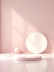 Poster - A minimalist 3D background with clean lines and soft reflections offers a modern platform for product displays, with ample copy space for text and additional design elements.