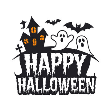 Happy Halloween t shirt design typography on an isolated white background 