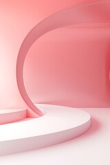 Poster - A versatile 3D backdrop featuring smooth curves and a soft color gradient provides an ideal setting for showcasing products, with plenty of copy space for branding and promotional messages.