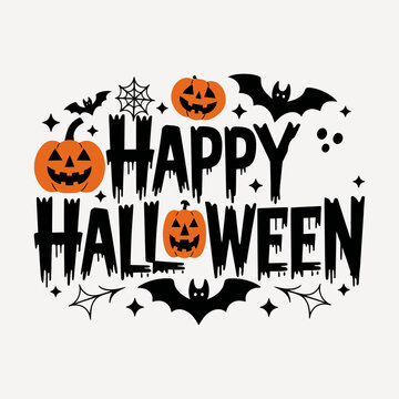 Happy Halloween t shirt design typography on an isolated white background 