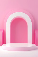 Poster - A versatile 3D backdrop featuring smooth curves and a soft color gradient provides an ideal setting for showcasing products, with plenty of copy space for branding and promotional messages.