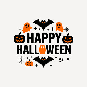 Happy Halloween t shirt design typography on an isolated white background 