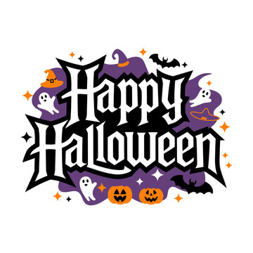 Happy Halloween t shirt design typography on an isolated white background 
