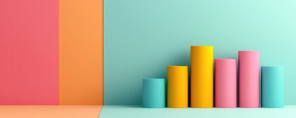 Digital evolution flat design top view innovation theme 3D render colored pastel