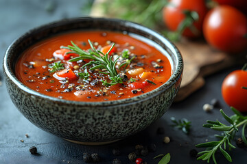 Wall Mural - Bowl of Mexican Tomato salsa sauce commercial advertising photo