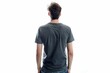 © LimeSky - Young man in jeans and t shirt looks away from camera View from behind Collection of people White background