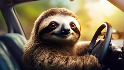 Sticker - a sloth with a smile on its face