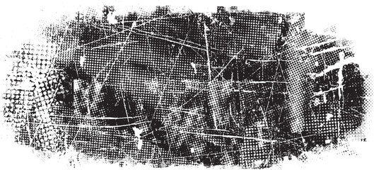 Poster - Glitch distorted grange shape . Noise grungy logo . Trendy defect error shapes . Glitched frame .Grunge textured . Distressed effect .Vector shapes