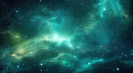 Aufkleber - Background magic space data, green and blue Illustration. Generative AI.