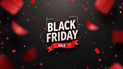 The image is a festive and dynamic advertisement for a Black Friday sale