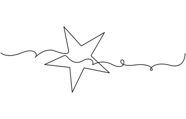 Wall Mural - hand draw doodle stars illustration in continuous line arts style vector, Star in continuous line drawing style. Line art star icon. Vector illustration, Star icon line continuous drawing vector