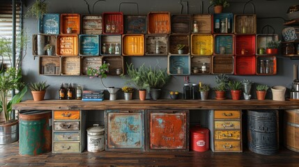 Wall Mural - Showcase creative DIY projects using recycled materials to inspire others