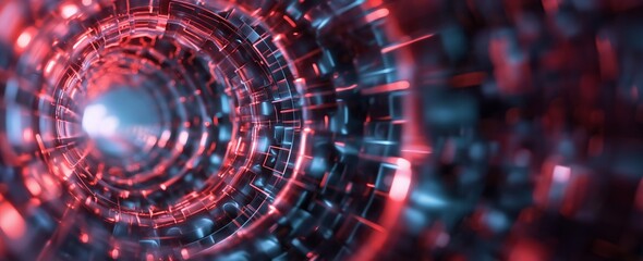Wall Mural - abstract background with a technological look, formed by geometric shapes that create a tunnel lit w