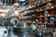 © Daria - 3d rendering of car parts in store with mechanical equipment theme and copy space