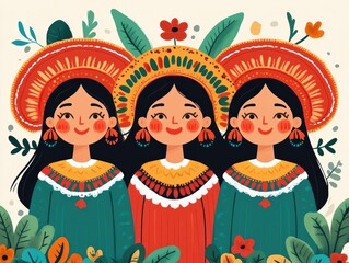 Poster - Vibrant and colorful flat design showcasing a variety of cultural symbols and decorative elements to celebrate and honor Hispanic Heritage Month