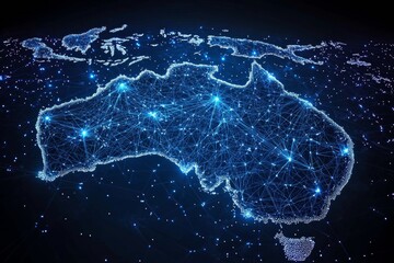 Wall Mural - Digital map of australia network connectivity created with generative ai