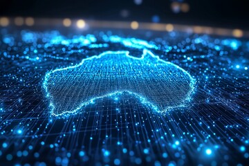 Wall Mural - Digital map of australia network connectivity created with generative ai