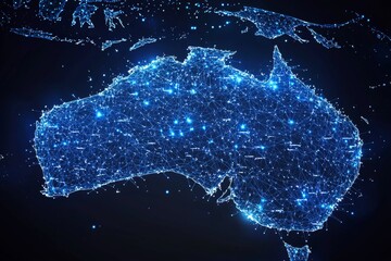 Wall Mural - Digital map of australia network connectivity created with generative ai