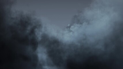 Wall Mural - flying passing clouds thunder and lightning in loop. passing soft clouds in a seamless loop backgrou