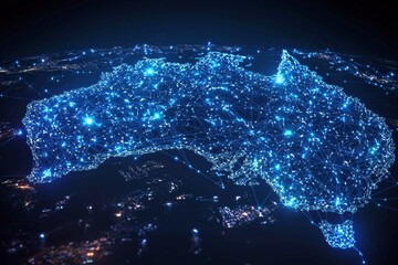 Wall Mural - Digital map of australia network connectivity created with generative ai