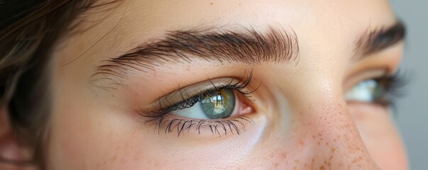 Sticker - Close-up of perfectly styled eyebrows, highlighting beauty and precision of cosmetic makeup techniques.