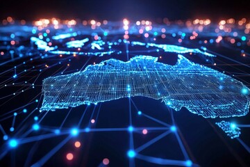 Wall Mural - Digital map of australia network connectivity created with generative ai