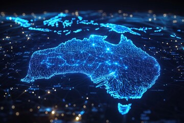 Wall Mural - Digital map of australia network connectivity created with generative ai