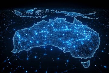 Wall Mural - Digital map of australia network connectivity created with generative ai