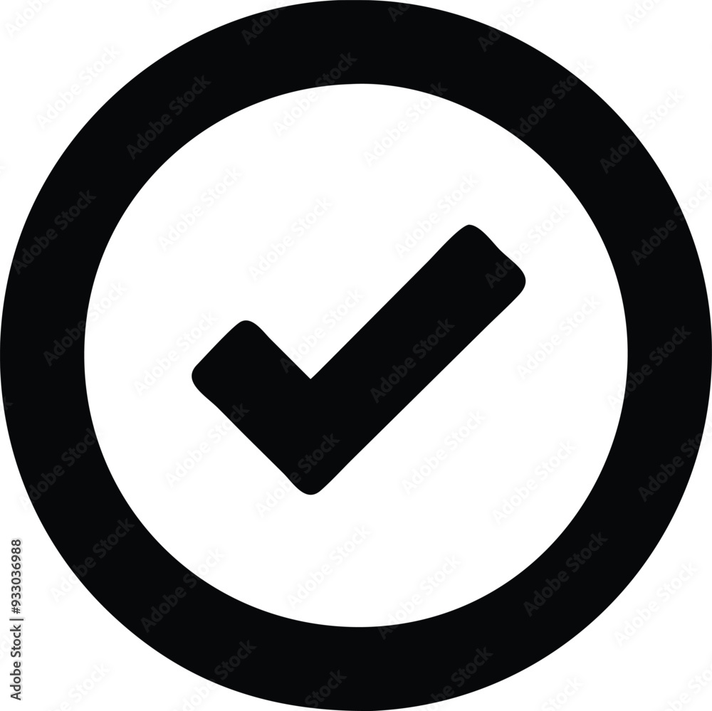 check mark icon in black circle on white background Stock Vector ...