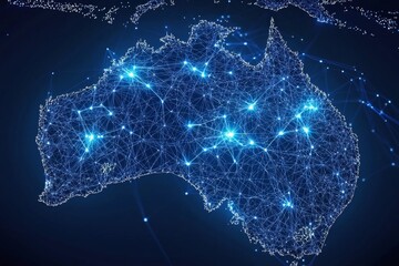 Wall Mural - Digital map of australia network connectivity created with generative ai