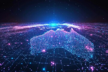 Wall Mural - Digital map of australia network connectivity created with generative ai