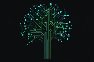 Poster - vector graphic depicting a tree of life concept with circuit board design illustrating technology an