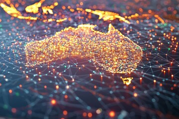 Wall Mural - Digital map of australia network connectivity created with generative ai