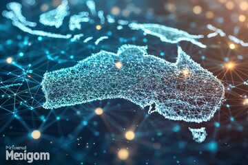 Wall Mural - Digital map of australia network connectivity created with generative ai