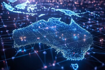 Wall Mural - Digital map of australia network connectivity created with generative ai