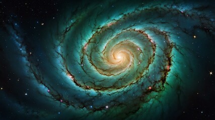 Wall Mural - green spiral in deep space the center of the galaxy background