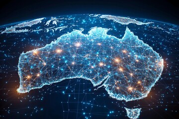 Wall Mural - Digital map of australia network connectivity created with generative ai