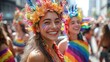 © PJ Gallery - Smiling Beauty with Flower Crown and Rainbow Vibes