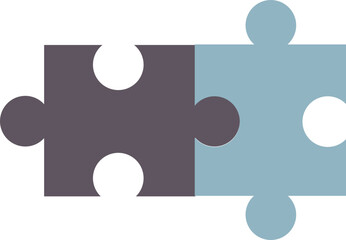 Two interlocking puzzle pieces, symbolizing connection, fit, and solution.